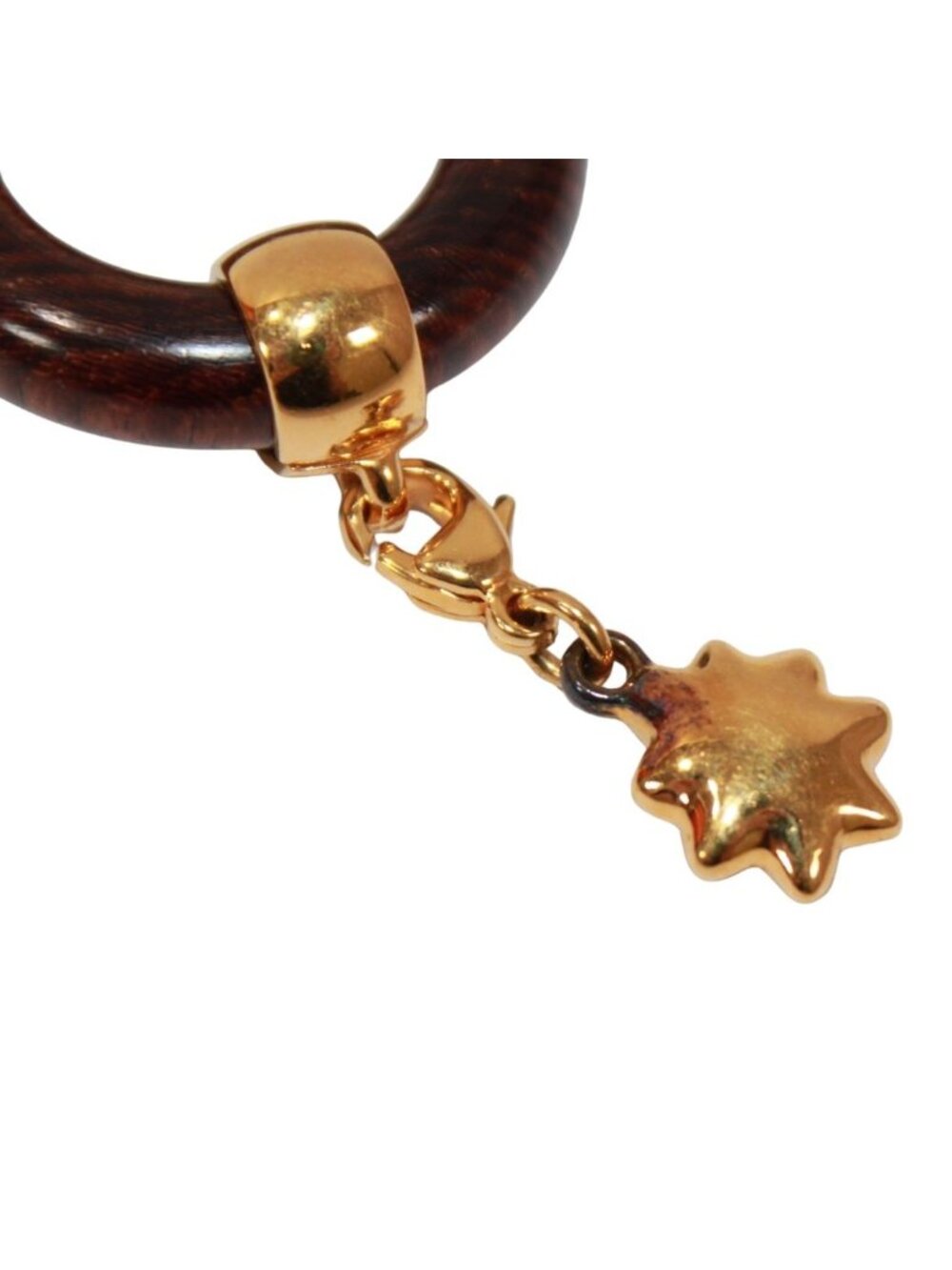 Hermes Star Charm Brown Scarf Ring Gold - Picture 3 of 8